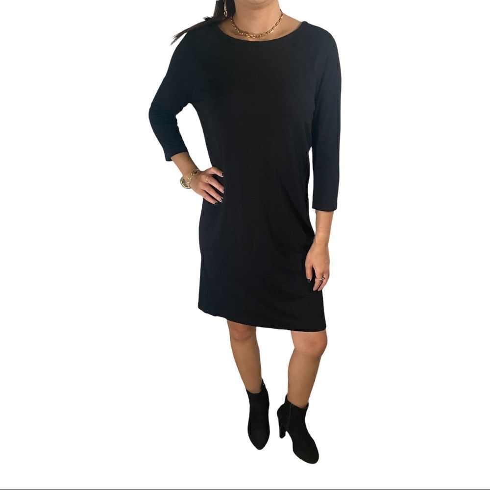 Casual Zara 3/4 Sleeve Black Dress